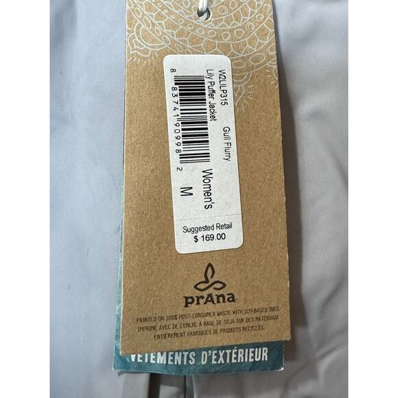 Prana Lily Puffer Jacket Gull Flurry Gray Geometric Women's Medium NWT Outdoors - Picture 13 of 15